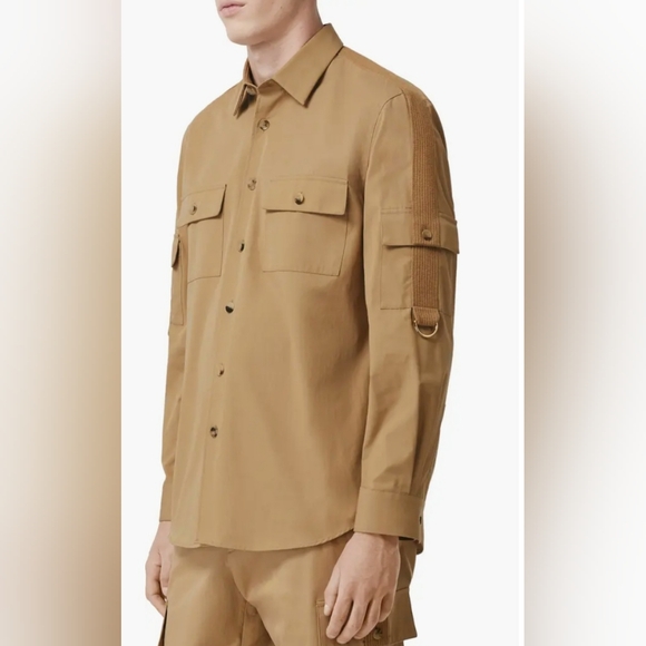 Burberry Crawford Roll Sleeve Button-Up Shirt In Pale Coffee Shirt XXL NWT